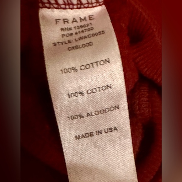 FRAME Denim Maroon & Gold Logo Sweatshirt Size XS - Picture 5 of 7